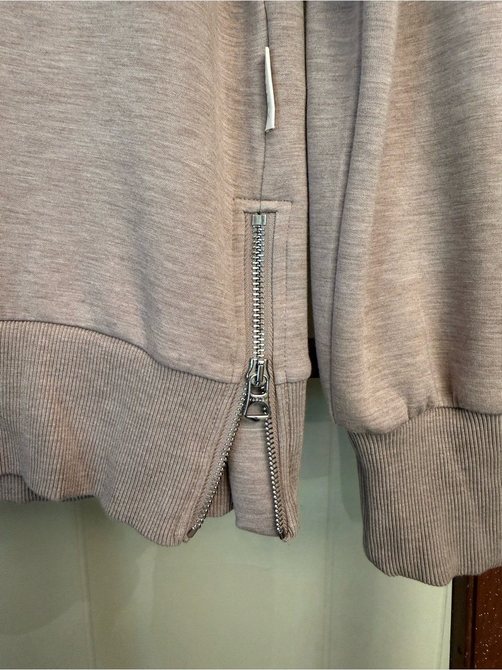 Varley Gabriella DoubleSoft Relaxed Side-Zip Crewneck Sweatshirt Taupe Marl Sm - Picture 7 of 12